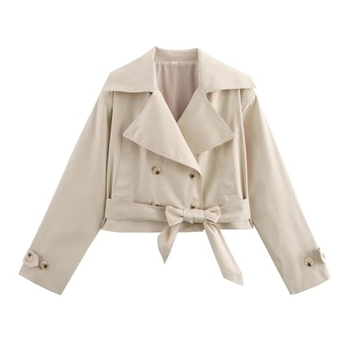 Trench-coat court croisé femme avec ceinture pour un style décontracté