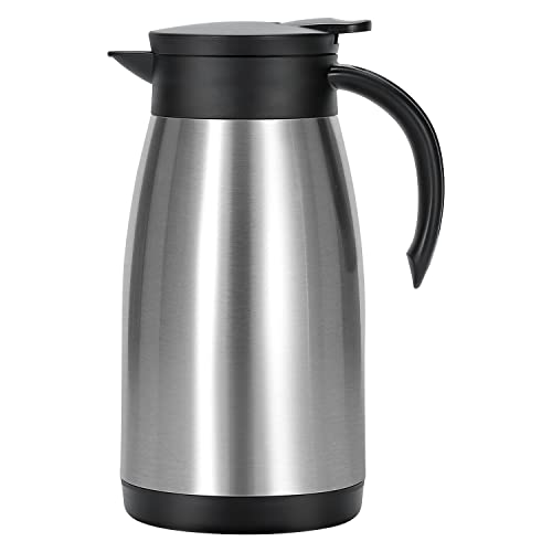 Olerd Thermo-Kaffeekaraffe, Edelstahl, isoliert, Vakuum-Kaffeekaraffen zum Heißhalten, 1 Liter Tee, Wasser und Kaffee, Getränkespender (Silber) Cover
