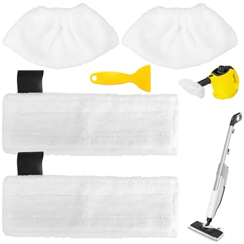 YPLonon 4Pcs Karcher Steam Cleaner Pads Microfibre Cloth Cover Pads for Floor & Hand Steamer Karcher Replacement Floor Cloths Compatible with Karcher Easyfix SC1 SC2 SC3 SC4 SC5