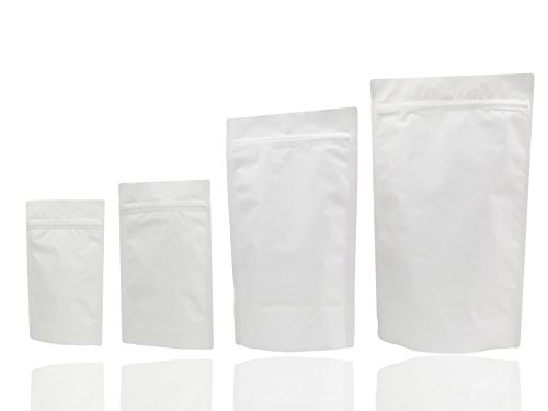 Preisvergleich Produktbild - Weiß Aluminium Folie Stand Up Taschen / Beutel Zip Lock Tasche Lebensmittelqualität (1, Musterpaket)