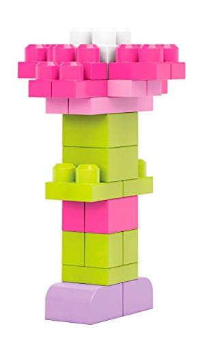 Mega Bloks Juego de construcciones 80 Piezas con Bolsa ecológica Rosa, Juguete bebé +1 año (Mattel DCH62)