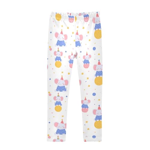 senya Girls Printed Leggings Yoga Pants Elephant Birthday Pattern for Kids in 4t to 10 Years, 4T