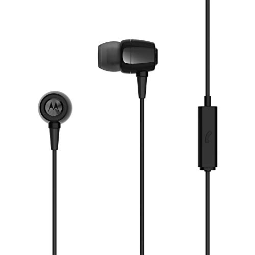Motorola Lifestyle Earbuds Metal - Auriculares Resistentes el Agua con Micrófono Incorporado In-Ear Estéreo, Color Negro