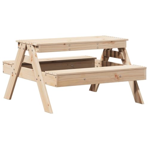 Teenpull Picnic Table Natural Wood Color Solid Pine Wood, Perfect Patio Furniture, Garden Set for Children, Outdoor Dining, Sturdy, Backyard Table for Deck Use