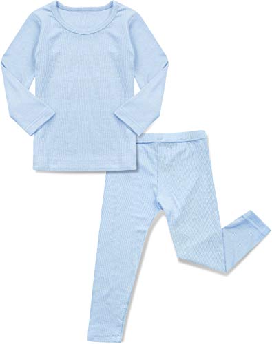 AVAUMA Baby Boys Girls Pajama Set Kids Toddler Snug fit Ribbed Sleepwear pjs for Daily Life Style (XL Sky Blue(L))