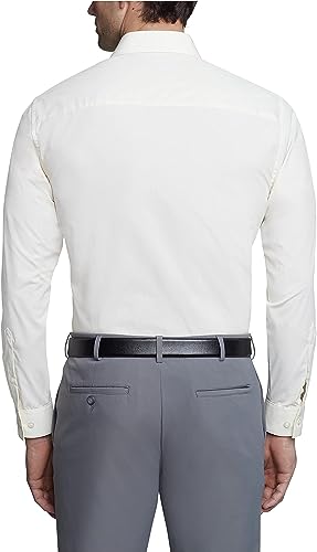Image of Kenneth Cole REACTION Unlisted Men's Slim Fit Solid Cotton Spread Collar Full Sleeves Formal Dress Shirt