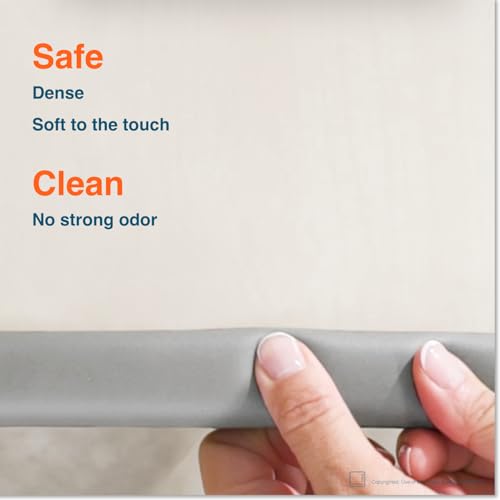 Image of Roving Cove HeftyFit Edge Protector for Baby Proofing (6ft Large Edge Only), Heavy-Duty Soft Furniture Edge Bumper Guards, Desk Edge Cushion, Wall Corner Covers, 3M Adhesive, Stone Grey