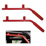 KURT ECP ジープ/Jeep JK ラングラー/Wrangler 2007~ フロント/リア用 グラブハンドル アシストグリップ 専用設計 車内/室内 補助 手すり パイプ 運転席/助手席/後部座席 ハンドル グリップ リフトアップ カスタム 2個セット (リア用/レッド)