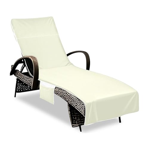 Buff Housse de chaise longue décorative robuste avec poches pour piscine, plage, bain de soleil, housse de protection pour chaise longue 215,9 x 76,2 cm