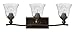 Hinkley Bolla Collection Transitional Three Light Bathroom Vanity Fixture, Olde Bronze with Clear Seedy Glass