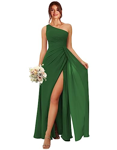 Robe de demoiselle d'honneur fluide en mousseline avec fente latérale et buste froncé asymétrique
