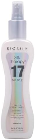 BioSilk Silk Therapy Miracle 17, Leave-In Conditioner for Dry & Damaged Hair, Reconstructs, Repairs & Hydrates, Adds Shine, Controls Frizz & Defines Curls, Sulfate-, Paraben- & Cruelty-Free, 5.64 Oz