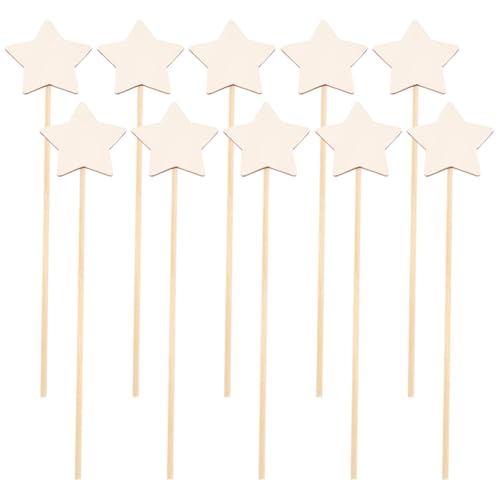 GSHLLO 10 Pcs Wood Star Wand Unfinished Wooden Wands Magical Star Sticks Fairy Craft Wands Make Your Own Magic Wands for Painting