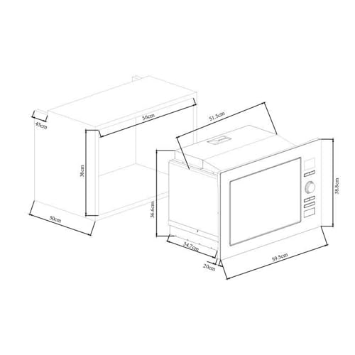 Continental Edison CEMO25GE2 Four micro ondes grill encastrable 25 litres 900 Watt acier inoxydable - vue 6