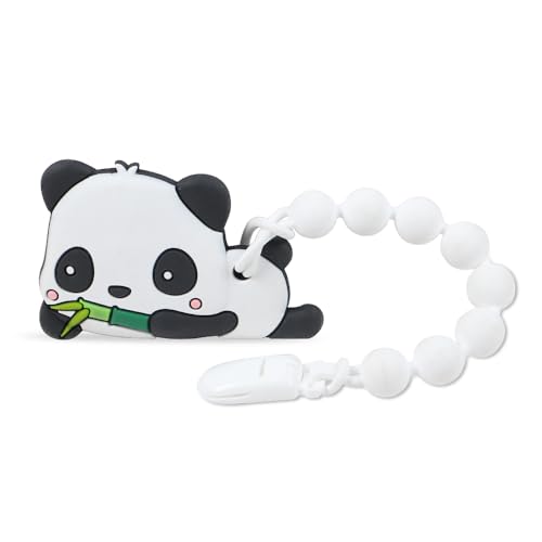 Image of Baby Teething Toys,Food Grade Silicone Teether with One-Piece Pacifier Clip Holder,Shower Gift,Highly Effective Pain Relief for 3 Months+ Boy and Girl,BPA Free,Freezer Safe. (Panda)