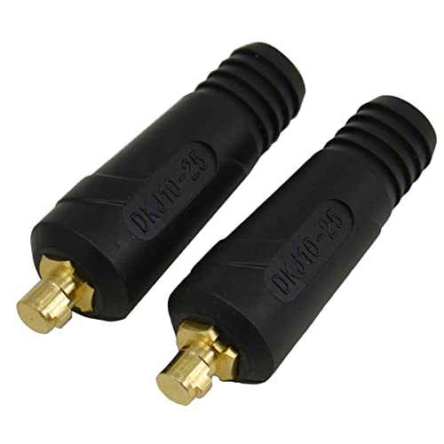 Image of RIVERWELD TIG Welding Cable Panel Connector Plug DKJ10-25 200A 2pcs | with Black Color Dinse-Style Quick Fitting