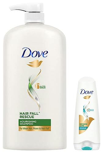 Dove Hair Fall Rescue Shampoo, 1L & Dove Dryness Care Conditioner, 180ml