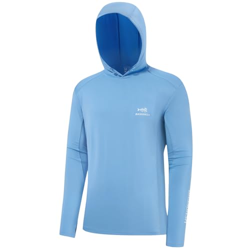 Bassdash Herren UPF 50+ Kordelzug Angeln Hoodie Shirts UV-Sonnenschutz Langarm Outdoor Wandern Hooded T-Shirts FS33M