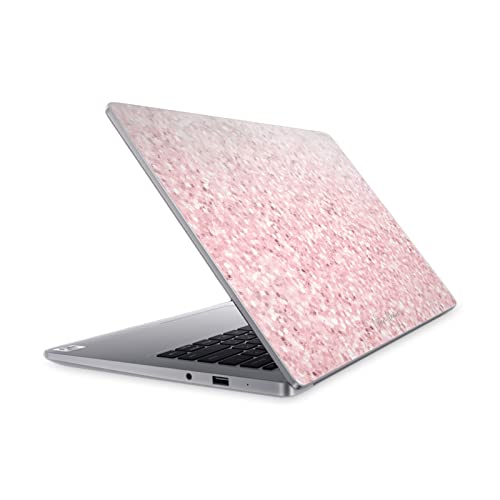 Skin vinyle anti-rayure Mi Notebook 14 marbre or rose paillettes