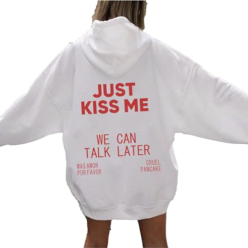 Just kiss me we can talk later Hoodie love Hoodie for couples romantic affection Hoodie anniversary gift for couples valentines Day Gift Gift for her