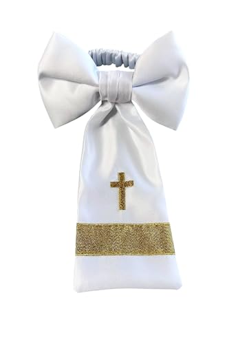 Boys Communion Armband White Satin Embroidered Religious Cross