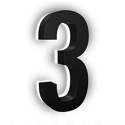 7 Inch LED House Numbers, ABS-Polymer, Premium Quality, Backlit LED 2700K Illuminated Home Address Number, Lighted House Numbers, Modern Address Numbers (3, Black) Cover