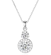S925 Sterling Silver 1/1.5ct VVS1 D-Color Diamond Round Pendant Necklace for Women, Gift for Your...