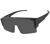 OULAIQI Polarized Fit Over Glasses Sunglasses for Men Women,UV400 Sun Glasses Sports Wrap Around for Driving Cycling Fishing (Black)