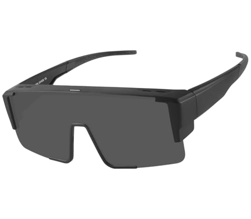 OULAIQI Polarized Fit Over Glasses Sunglasses for Men Women,UV400 Sun Glasses Sports Wrap Around for Driving Cycling Fishing (Black)