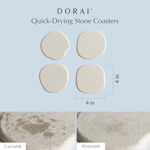 Dorai-Home-Stone-Coaster-Set–4-Absorbent-Diatomite-Coasters-for-Instant-Drying-Modern-Design-Sandstone Dorai Home Stone Coaster Set–4 Absorbent Diatomite Coasters for Instant Drying Modern Design Sandstone