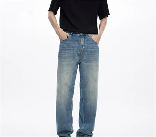 Men's Wide Leg Jeans Straight Loose Lyocell Stretch Baggy Casual Trousers2