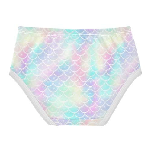 Joisal Iridescent Pastel Mermaid Scales Little Girl Panties Toddler Underwear Floral Cotton Cartoon Briefs Kids Undies 2t2