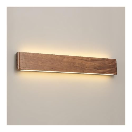 北欧モダン長方形木製上下壁照明器具ミニマリスト屋内調光可能壁取り付け用燭台ファームハウス壁掛けランプ寝室ベッドサイドリビングルームキッチン廊下用(Length: 60cm)