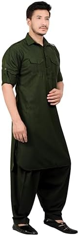 Men's Cotton Blend Pathani Kurta Pyjama Suit