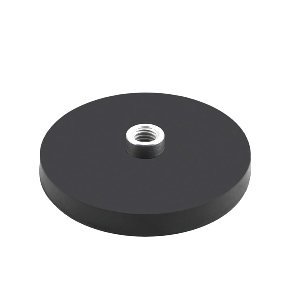 NovelGoal Mini support magnétique puissant D36 mm Base ronde revêtue de caoutchouc 1/4 M4 M5 M6 pour caméscopes smartphones pour barre lumineuse LED (1/4-20, trou de vis plat