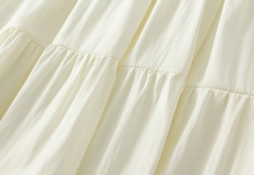 Womens A-Line Midi Skirt Elastic High Waist Pleated Skirts Trendy Casual Flowy Beach Skirt for Prom Party Vacation3