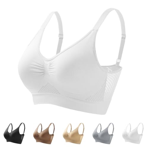 Push Up Sports Bra White 2Xl Soft Support Breathable Mesh Sport Bra - image 1