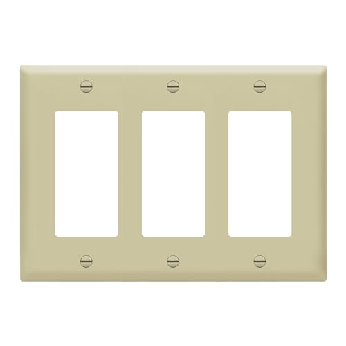 Image of ENERLITES Decorator Light Switch or Receptacle Outlet Wall Plate, Gloss Finish, Size 3-Gang 4.50 inch x 6.38 inch, Unbreakable Polycarbonate Thermoplastic, UL Listed, 8833-I, Ivory