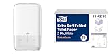 Tork Toilettenpapierspender + Nachfüllpackung - T3 - Nachfüllpackung extra weiches gefaltetes Toilettenpapier (30 x 252 Blatt)