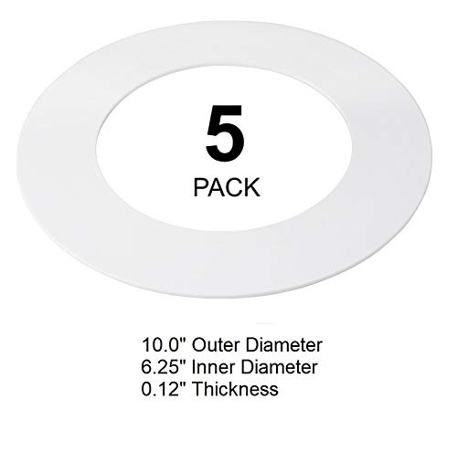 5 Pack White Plastic Trim Ring for 10" Inch Recessed Can Down Light Oversized Lighting Fixture - Thumbnail 2