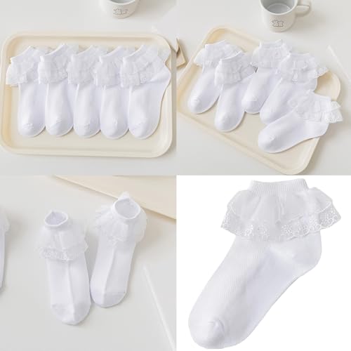 Comfortable And Trendy Girls Ankle Socks Elegant Double Layer Lace Ruffle For Ages 1-10+ Years Kids Daily Wear Fashionable Ki2