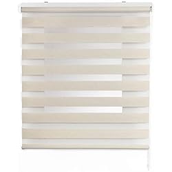 Estor Lino Beige Estor Noche y Día, Estor Enrollable con Doble Tejido para Ventanas y Puertas (80 cm x 180 cm, Lino)