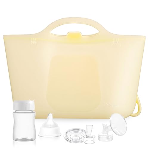 Image of Microwave Steam Sterilizer Bag for Baby Bottles, Breast Pump Parts & Toddler Accessories, Reusable Portable Bottle sterilizer for Travel and Home Use (Clear Yellow)