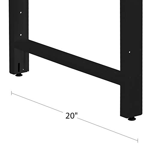 Garage Workbench Table Frame 20\" Depth - Height Adjustable 29\" to 35\" - 2\" High Drawer Kit - Black