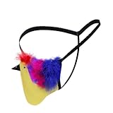 DLSNZ Men's G-String Exotic Underwear Sexy Costume Christmas Halloween Funny T-Back Mankini Thong Mesh Joke Gag Prank Gifts (US, Alpha, One Size, Regular, Regular, Bird Yellow)
