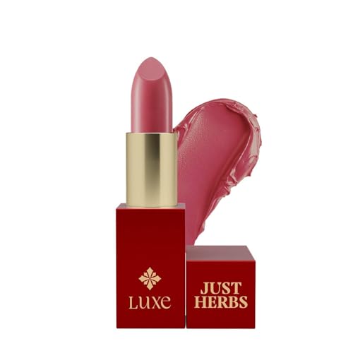 Image of Just Herbs Luxe Satin Melt High Shine Lipstick | Luxury Makeup | Ayurvedic Formula | Long Lasting Shine | Ayurvedic Lipstick - 4 gm (03 WHISPERED ROSE)