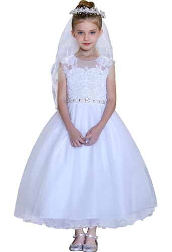 Tulle Flower Girl Dresses for Wedding Lace Applique Princes Pageant Party Gown First Communion Dress for Girls