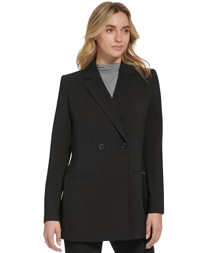 Image of Calvin Klein Womens X Fit Double Breasted Blazer Black 2