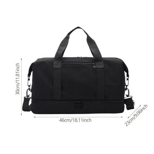 Sac duffel multifonction noir en tissu Oxford imperméable avec compartiments