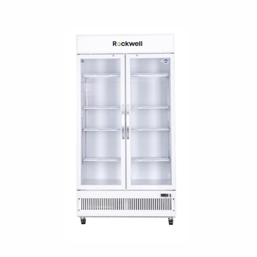 Image of ROCKWELL 950C Double Glass Door Visi Cooler, Internal LED, 4 Year Warranty, Dynamic Cooling (White)